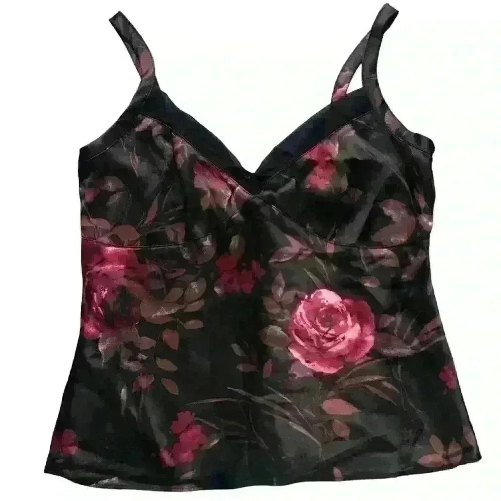 - 🌹🖤GEORGE BLACK FLORAL ELEGANT TANK🖤🌹